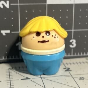 Little Tikes TODDLE TOTS Vintage GIRL w/ BLONDE HAIR TOT FIGURE in BLUE
